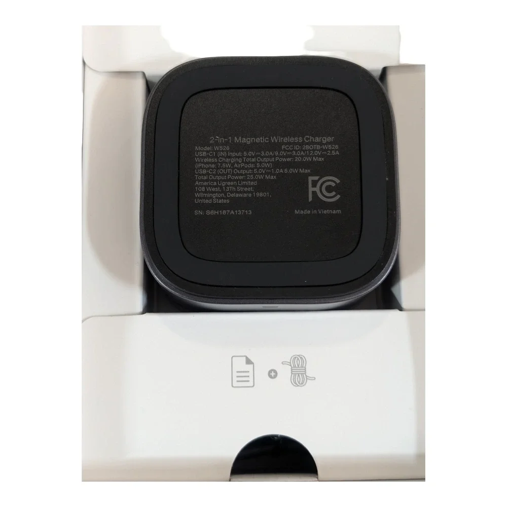Nn5U UGREEN 2-in-1 Magnetic Wireless Charger for iPhone & Airpods W526 Gray